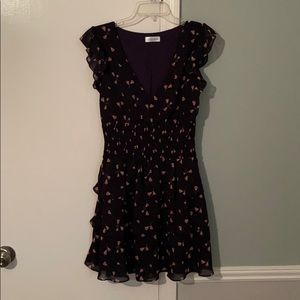 Navy floral smocked waist dress